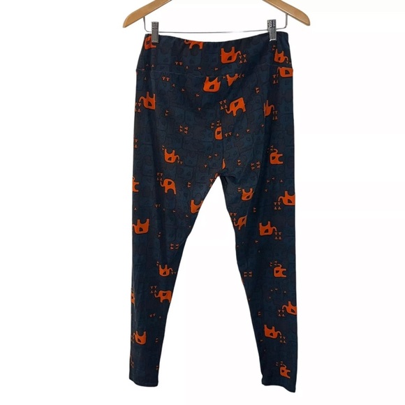 LulaRoe Leggings TC Elephant Pattern Orange Blue Pull On Skinny Comfort Soft - Picture 2 of 6